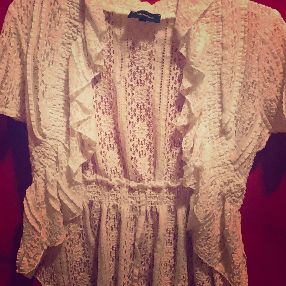 Lace short sleeve cover up